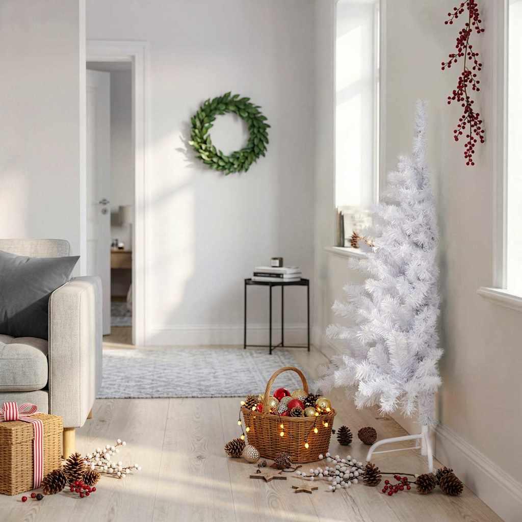 Artificial Half Christmas Tree with Stand White 120 cm PVC