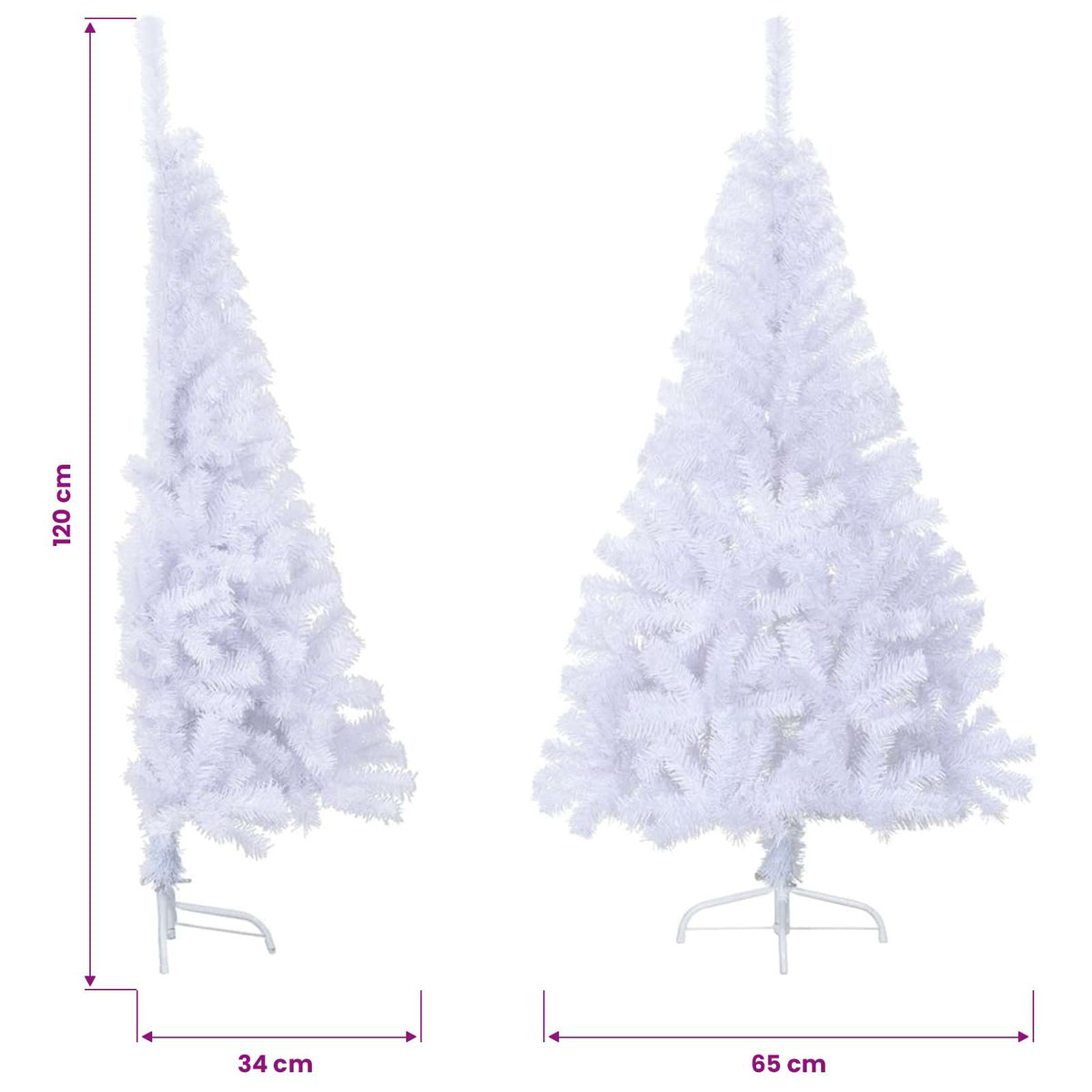 Artificial Half Christmas Tree with Stand White 120 cm PVC