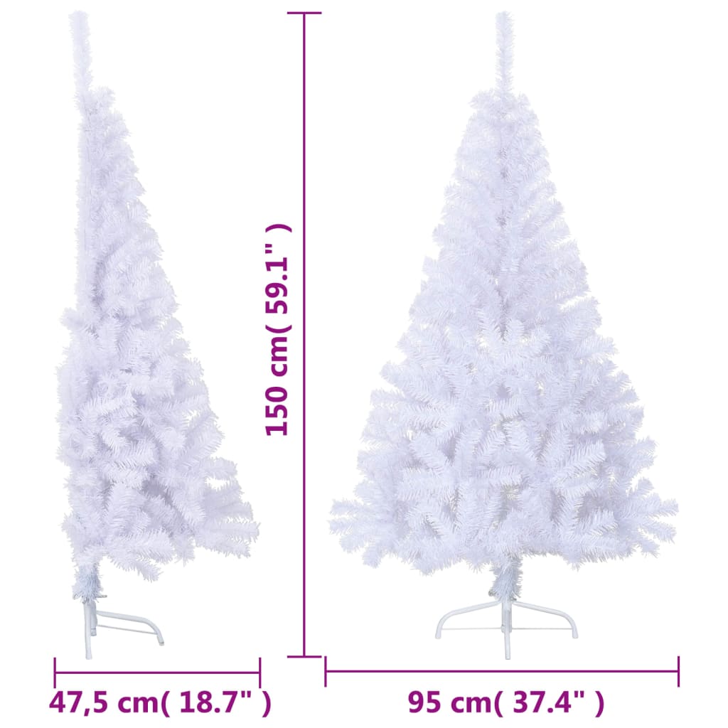 Artificial Half Christmas Tree with Stand White 150 cm PVC