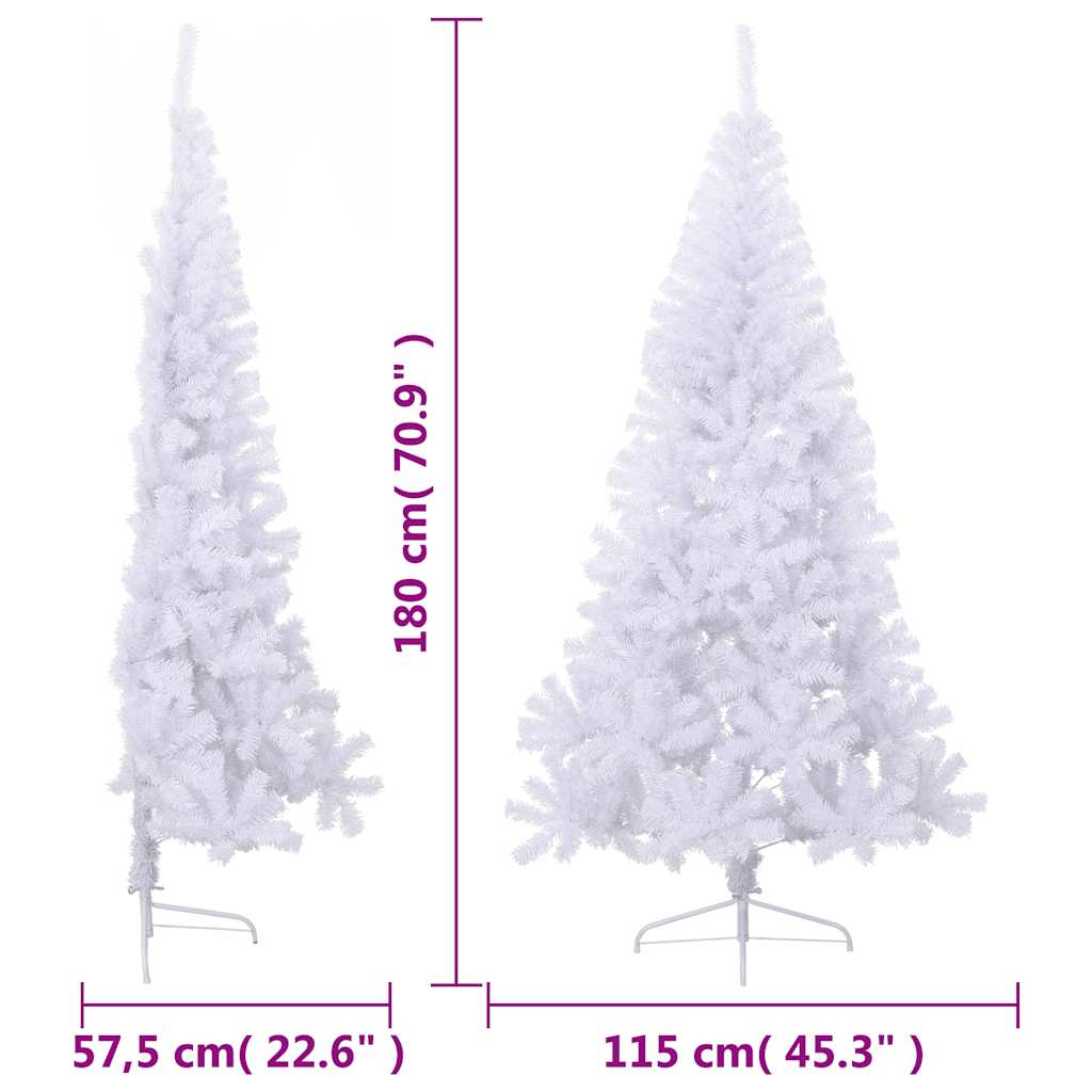 Artificial Half Christmas Tree with Stand White 180 cm PVC