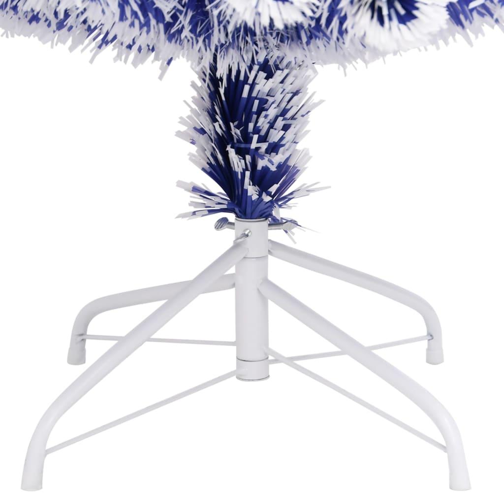 Artificial Pre-lit Christmas Tree White&Blue 210 cm Fibre Optic