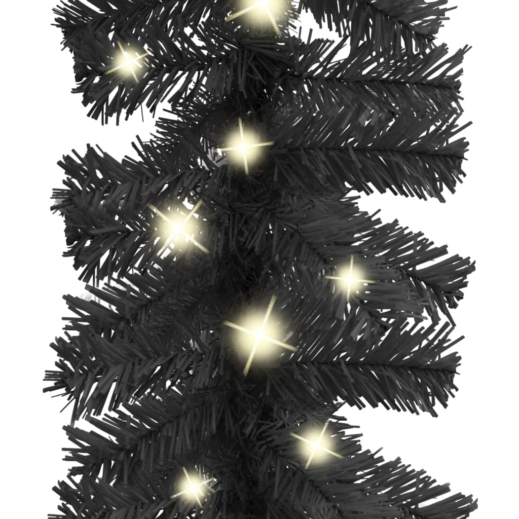 Christmas Garland with LED Lights 10 m Black