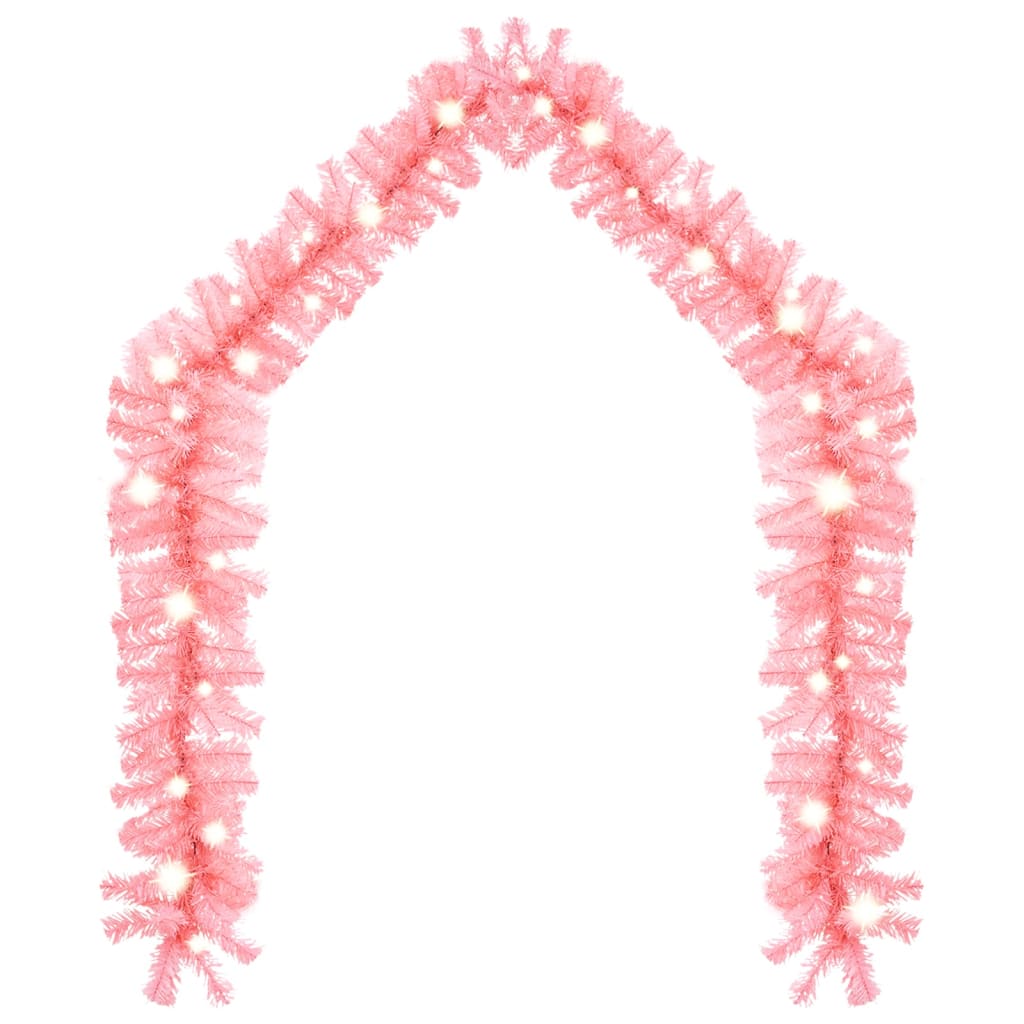 Christmas Garland with LED Lights 20 m Pink