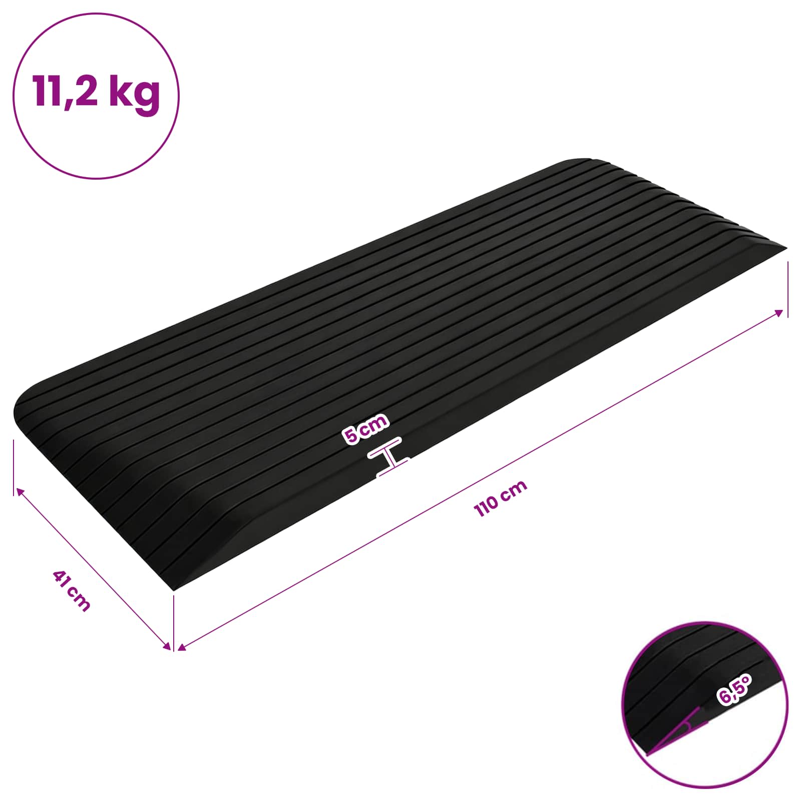 Threshold Ramp 110x41x5 cm Rubber