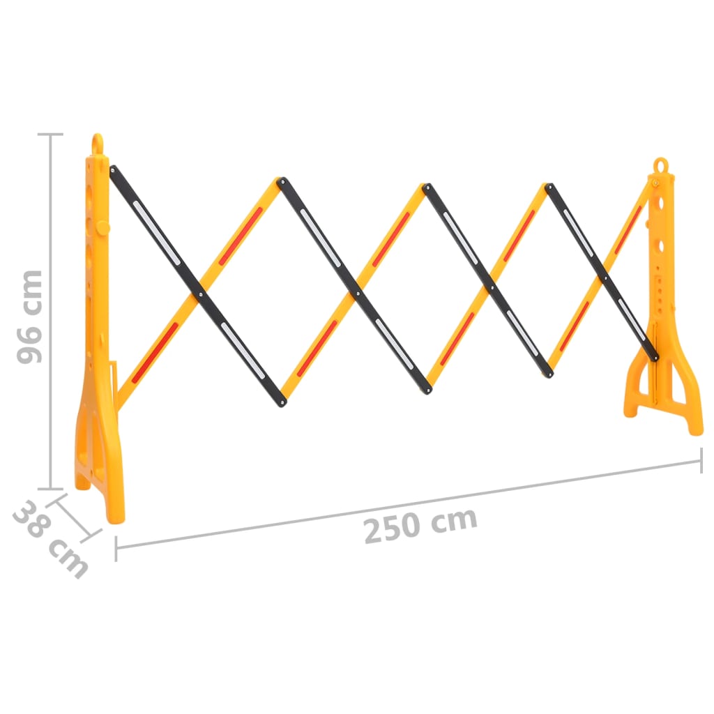 Folding Traffic Barrier Yellow and Black 250x38x96 cm