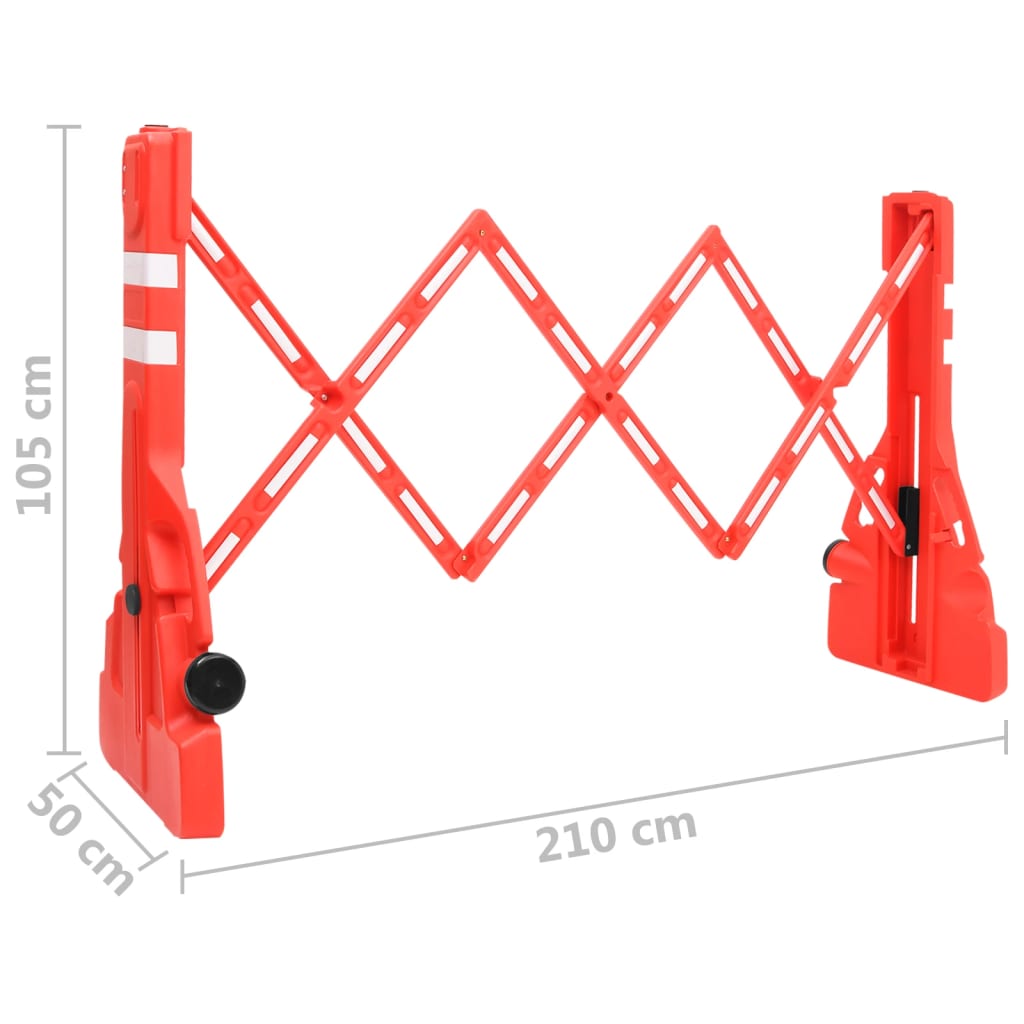 Folding Traffic Barrier Red 210x50x105 cm