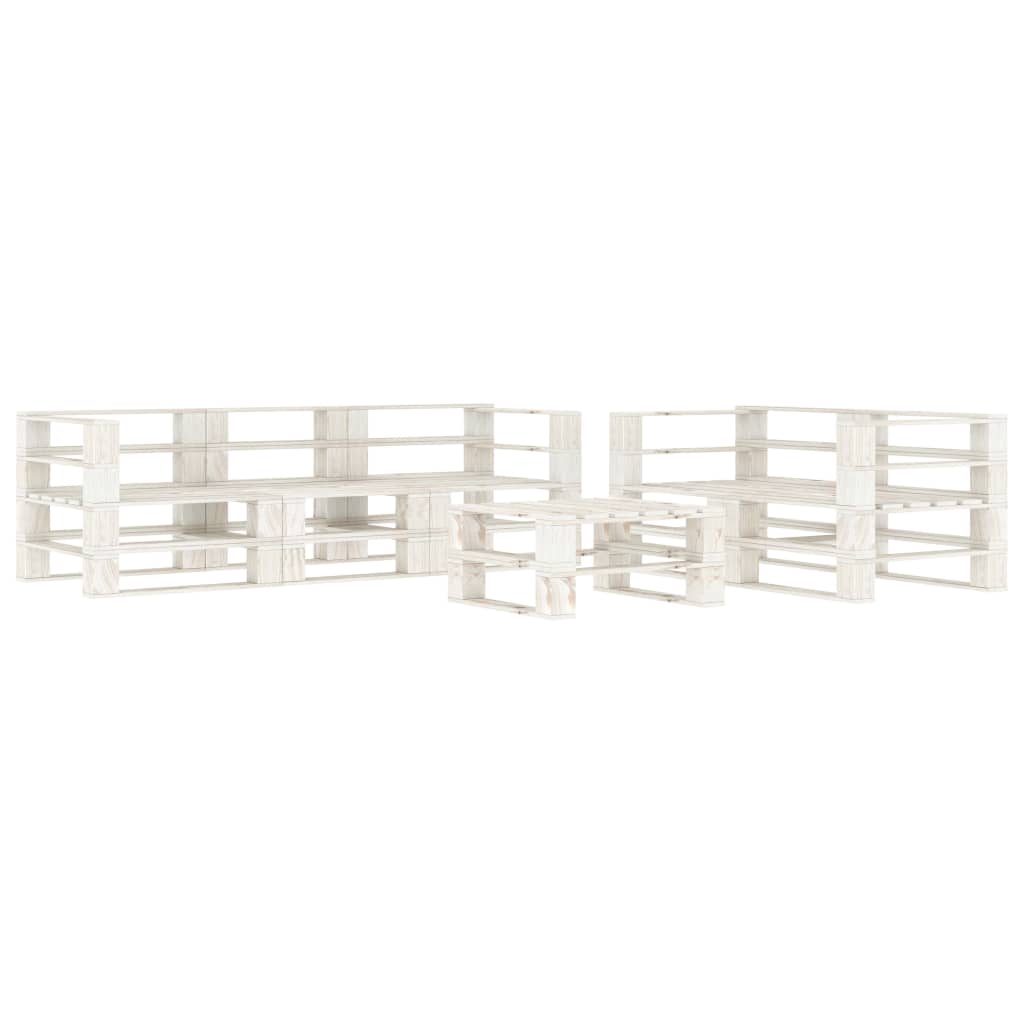 6 Piece Garden Pallet Lounge Set Wood White
