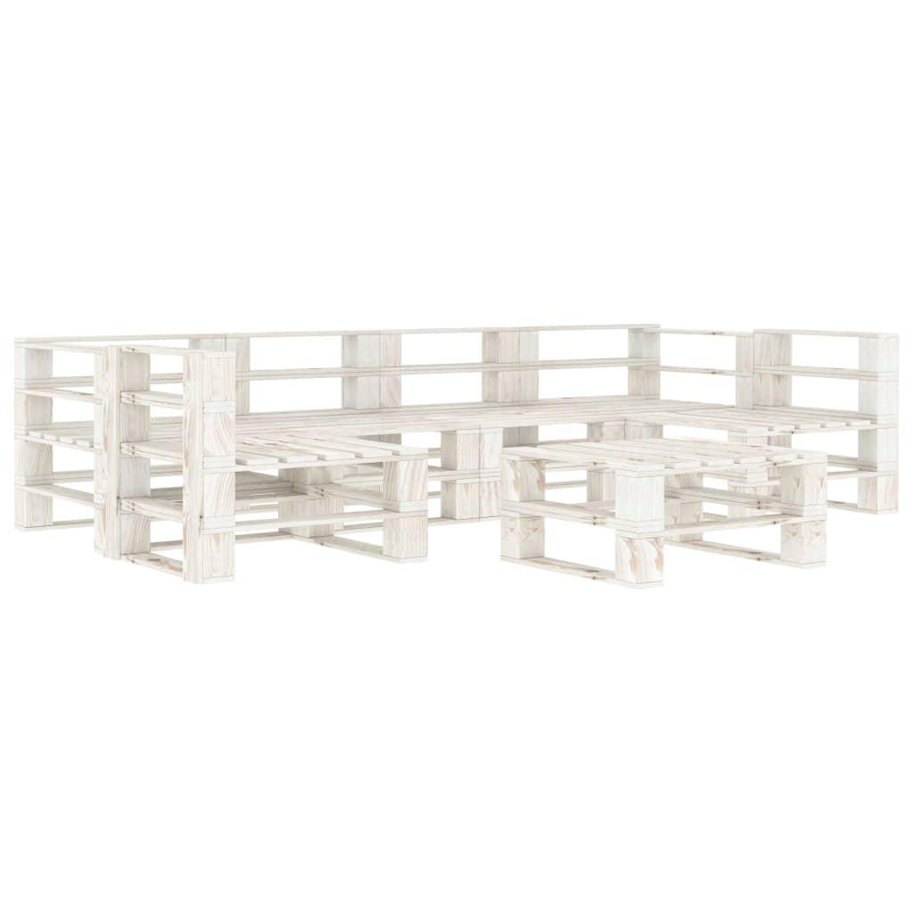 7 Piece Garden Pallet Lounge Set Wood White