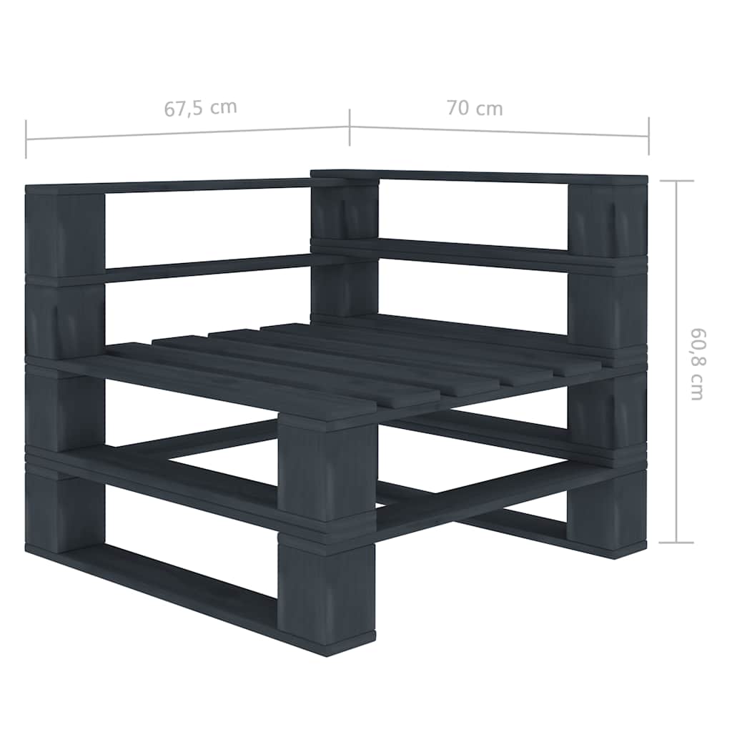 5 Piece Garden Pallet Lounge Set Wood Grey