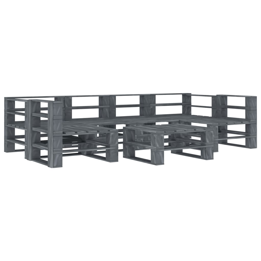 7 Piece Garden Pallet Lounge Set Wood Grey