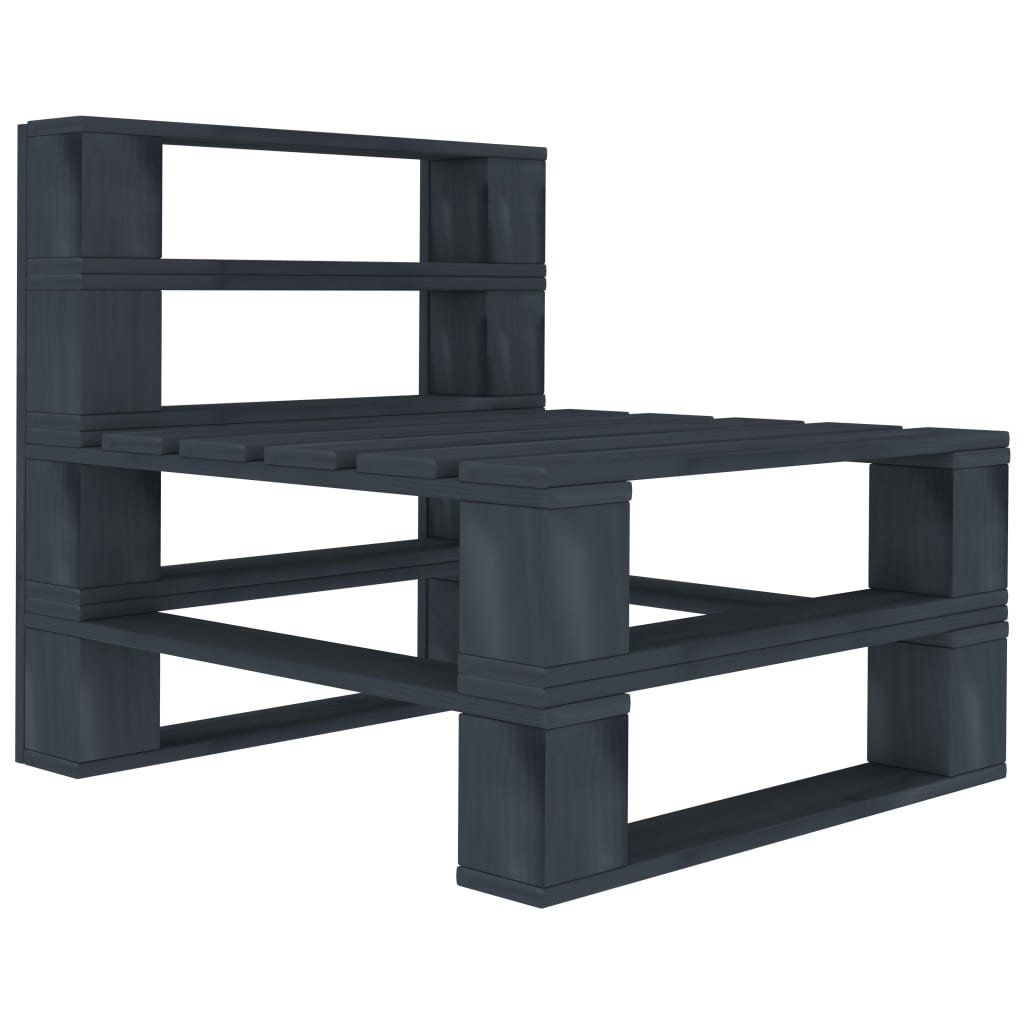 Garden Pallet Sofa Grey 3-Seater Wood