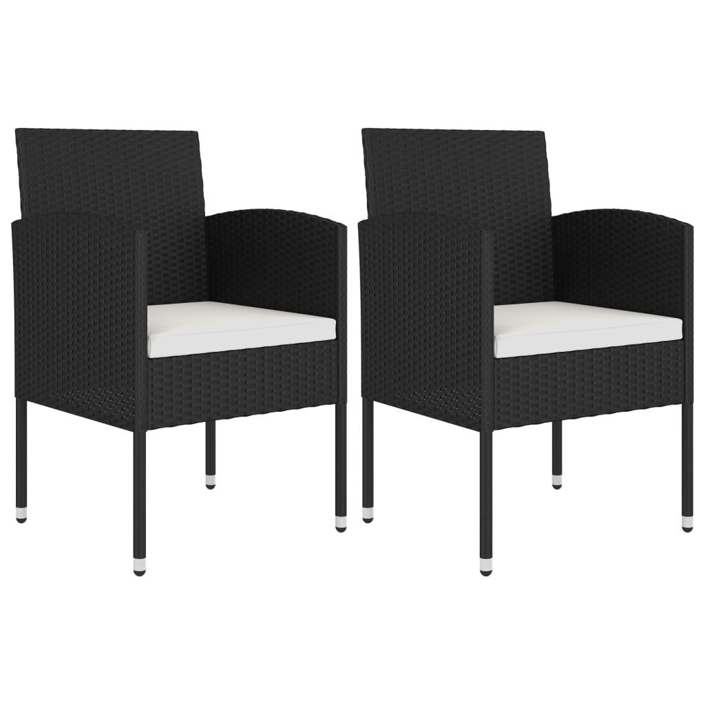 3 Piece Garden Dining Set Poly Rattan Black