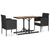 3 Piece Garden Dining Set Solid Acacia Wood & Poly Rattan Black