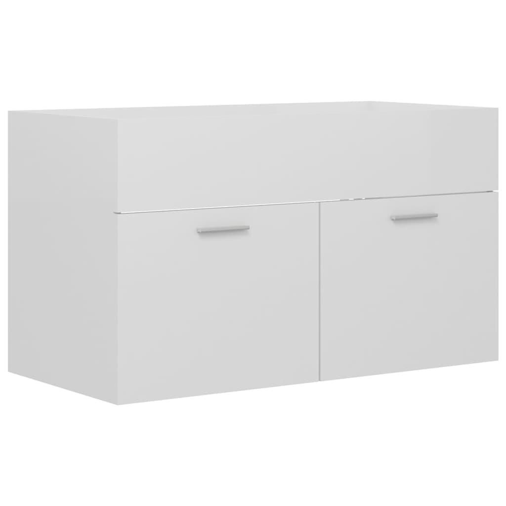 Bathroom Furniture Set High Gloss White Engineered Wood