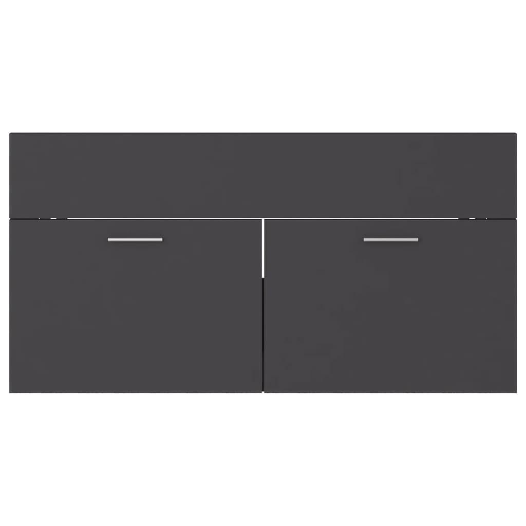 Bathroom Furniture Set Grey Engineered Wood