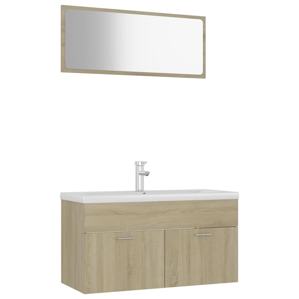 Bathroom Furniture Set Sonoma Oak Engineered Wood