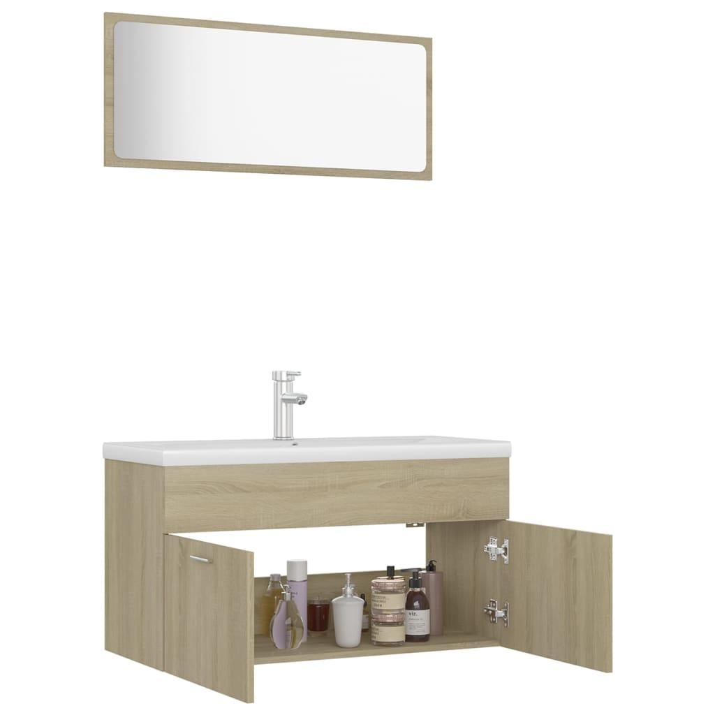 Bathroom Furniture Set Sonoma Oak Engineered Wood