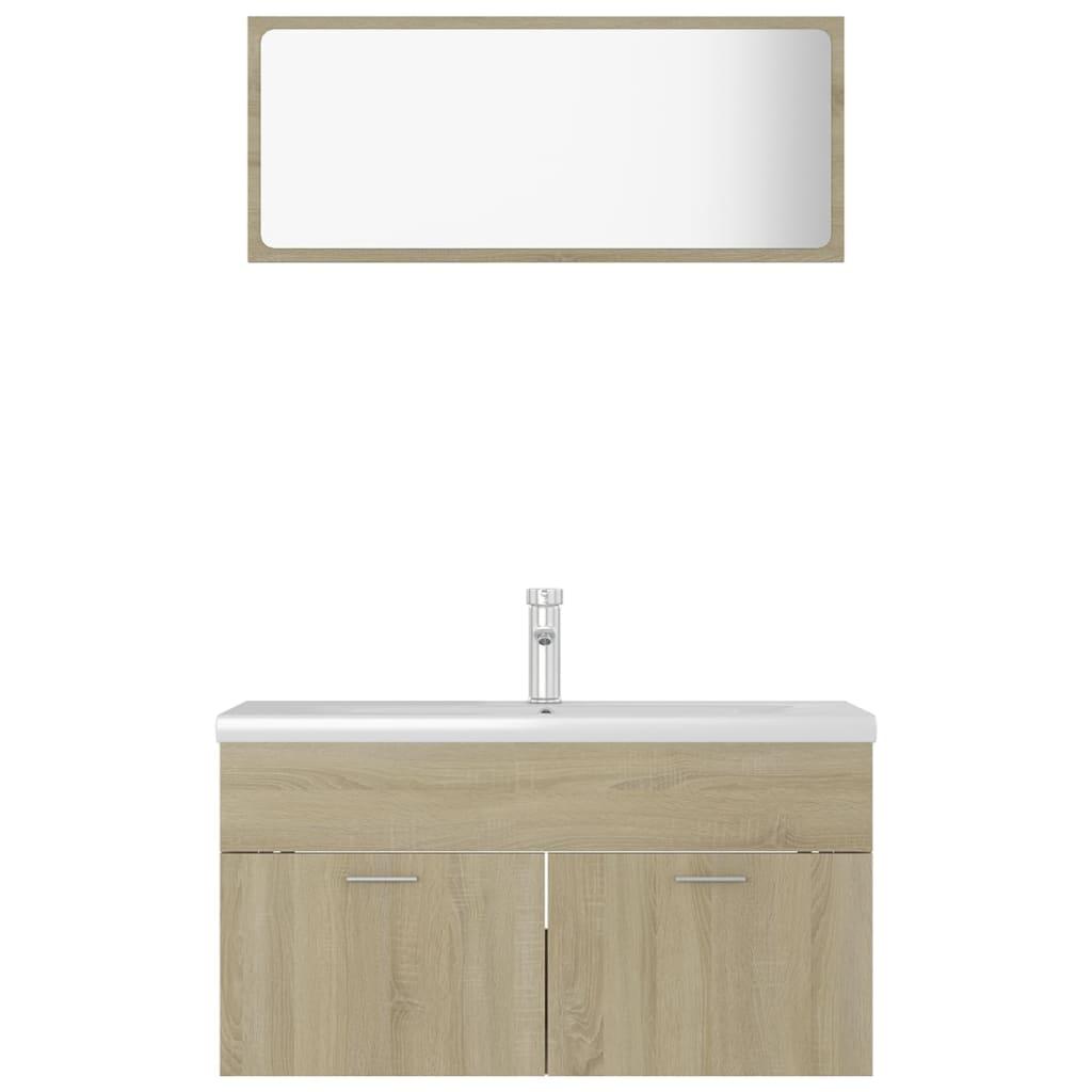 Bathroom Furniture Set Sonoma Oak Engineered Wood