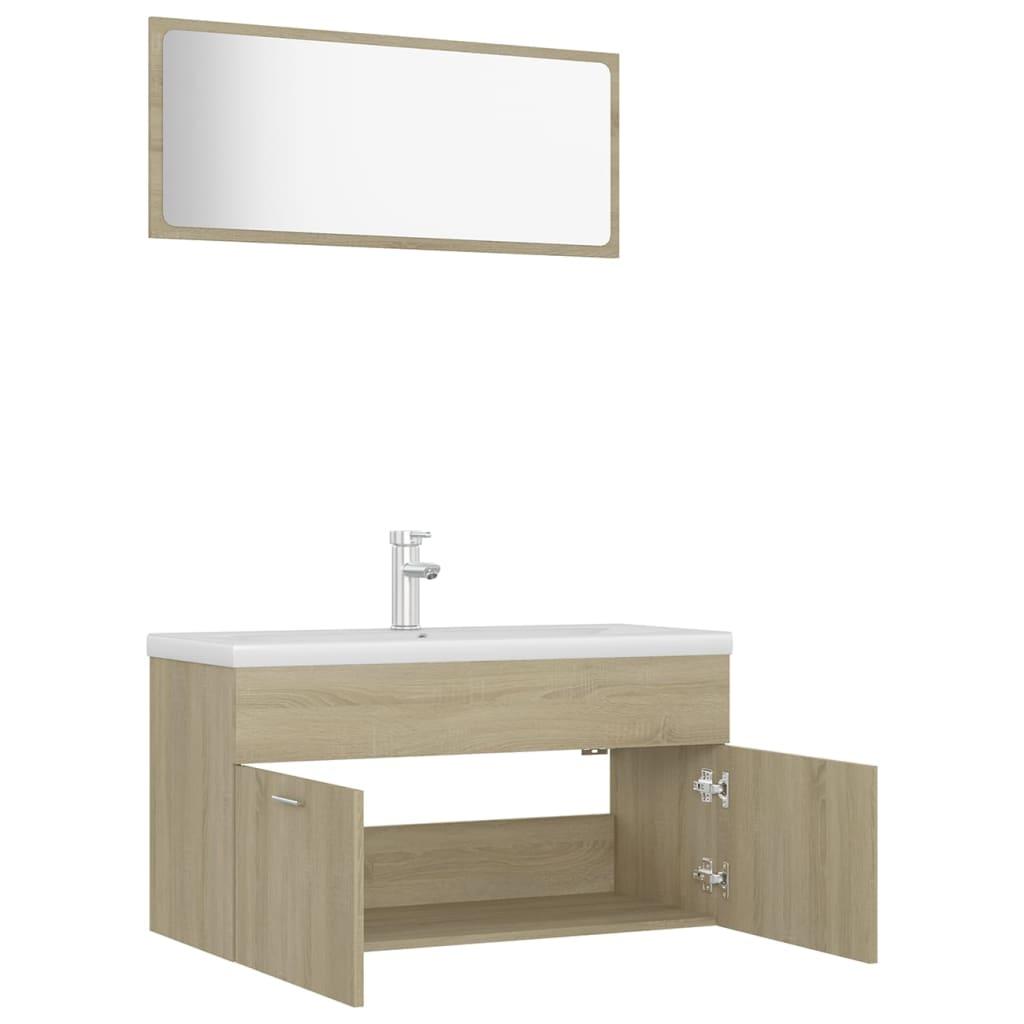 Bathroom Furniture Set Sonoma Oak Engineered Wood