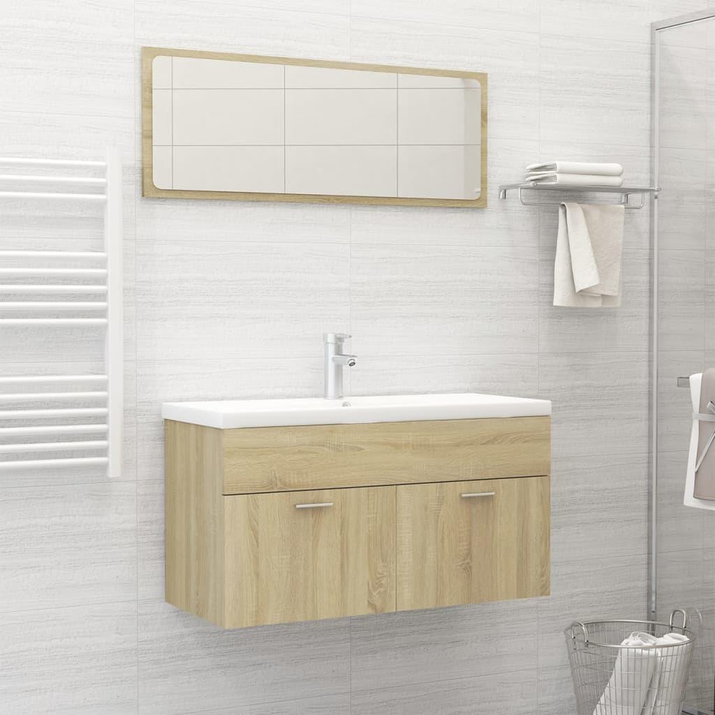 Bathroom Furniture Set Sonoma Oak Engineered Wood