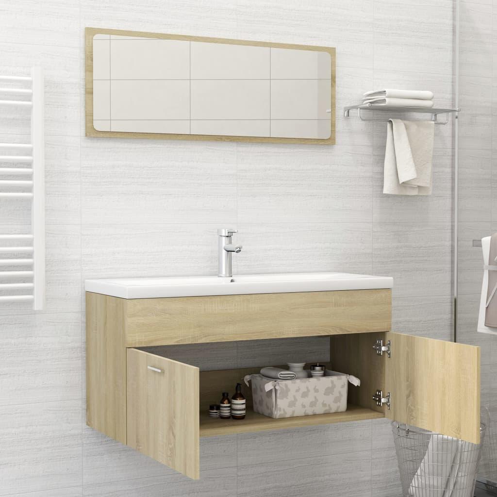 Bathroom Furniture Set Sonoma Oak Engineered Wood
