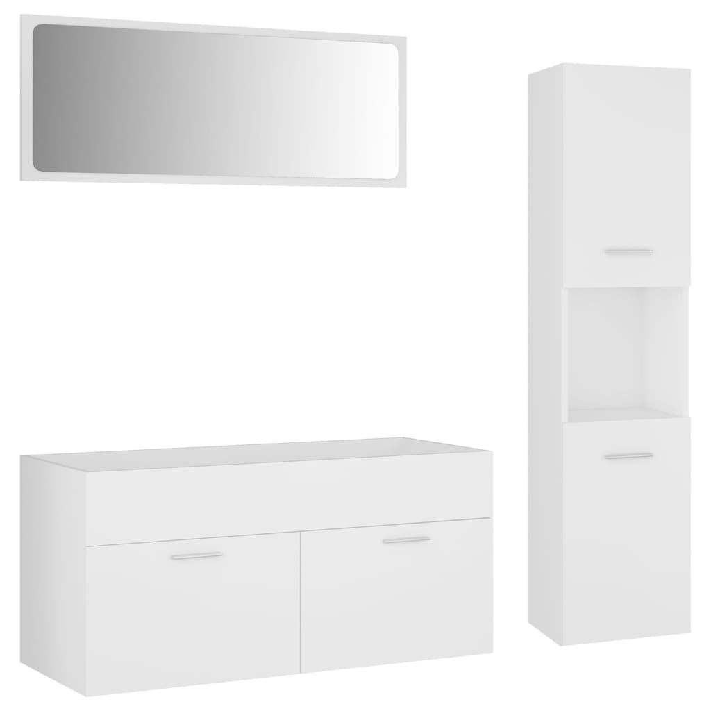 Bathroom Furniture Set White Engineered Wood