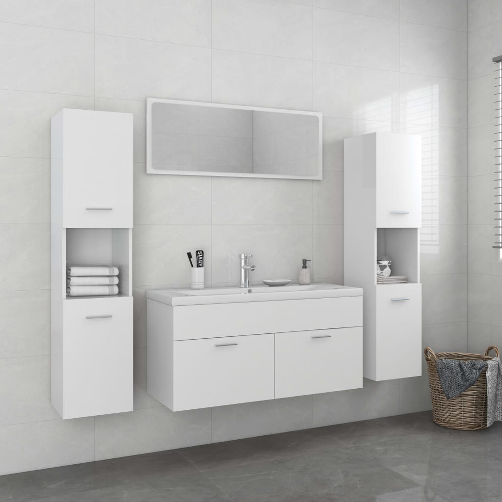 Bathroom Furniture Set White Engineered Wood