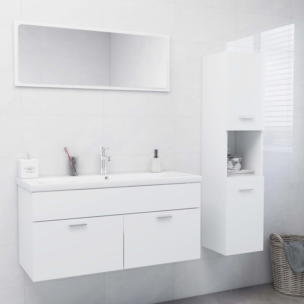 Bathroom Furniture Set White Engineered Wood