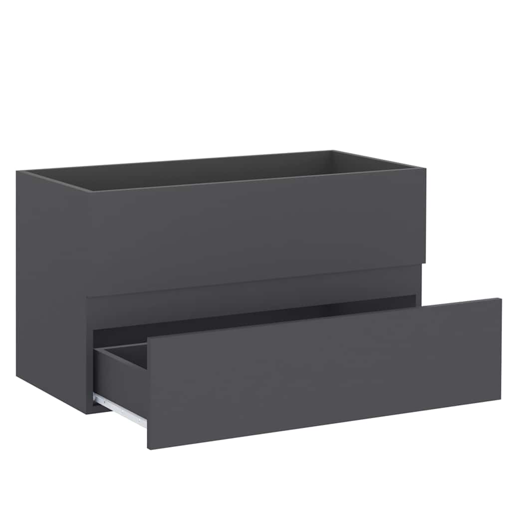 Bathroom Furniture Set Grey Engineered Wood