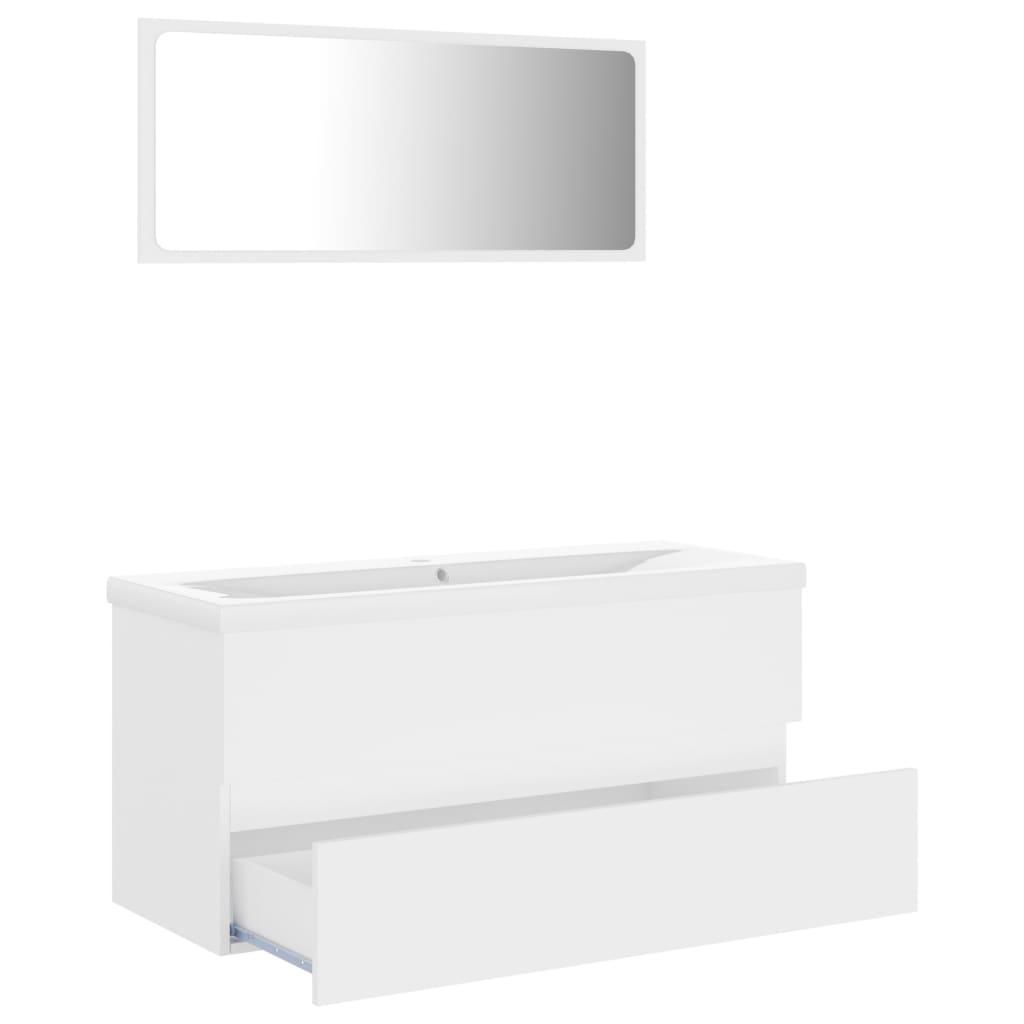 Bathroom Furniture Set White Engineered Wood