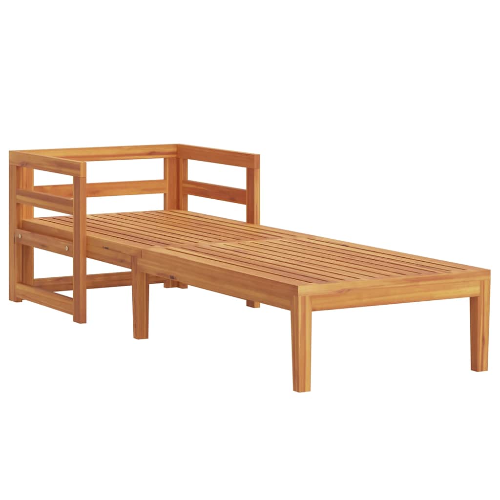 Sun Lounger with Cream White Cushions Solid Acacia Wood