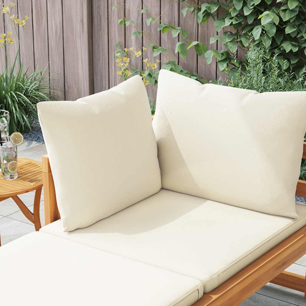 Sun Lounger with 1 Armrest Cream White Solid Acacia Wood