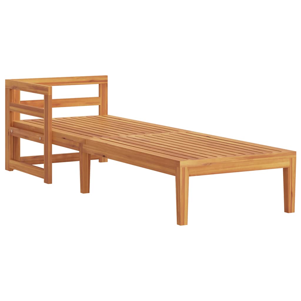 Sun Lounger with 1 Armrest Cream White Solid Acacia Wood