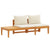 Garden Bench with Table Cream White Cushions Solid Acacia Wood
