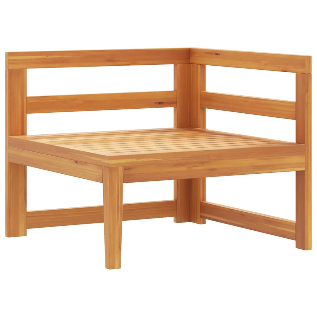 Corner Sofa with Cream White Cushions Solid Acacia Wood