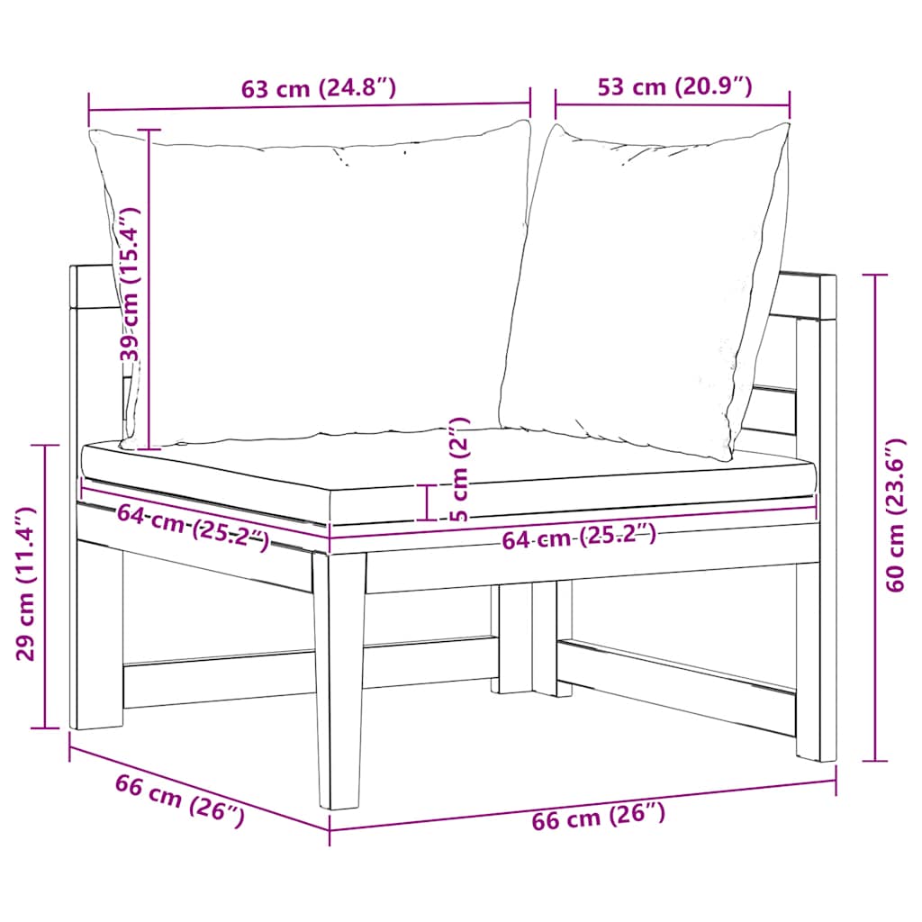 Corner Sofa with Cream White Cushions Solid Acacia Wood