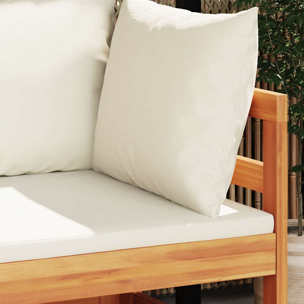 2 Piece Garden Lounge Set with Cream White Cushions Acacia Wood