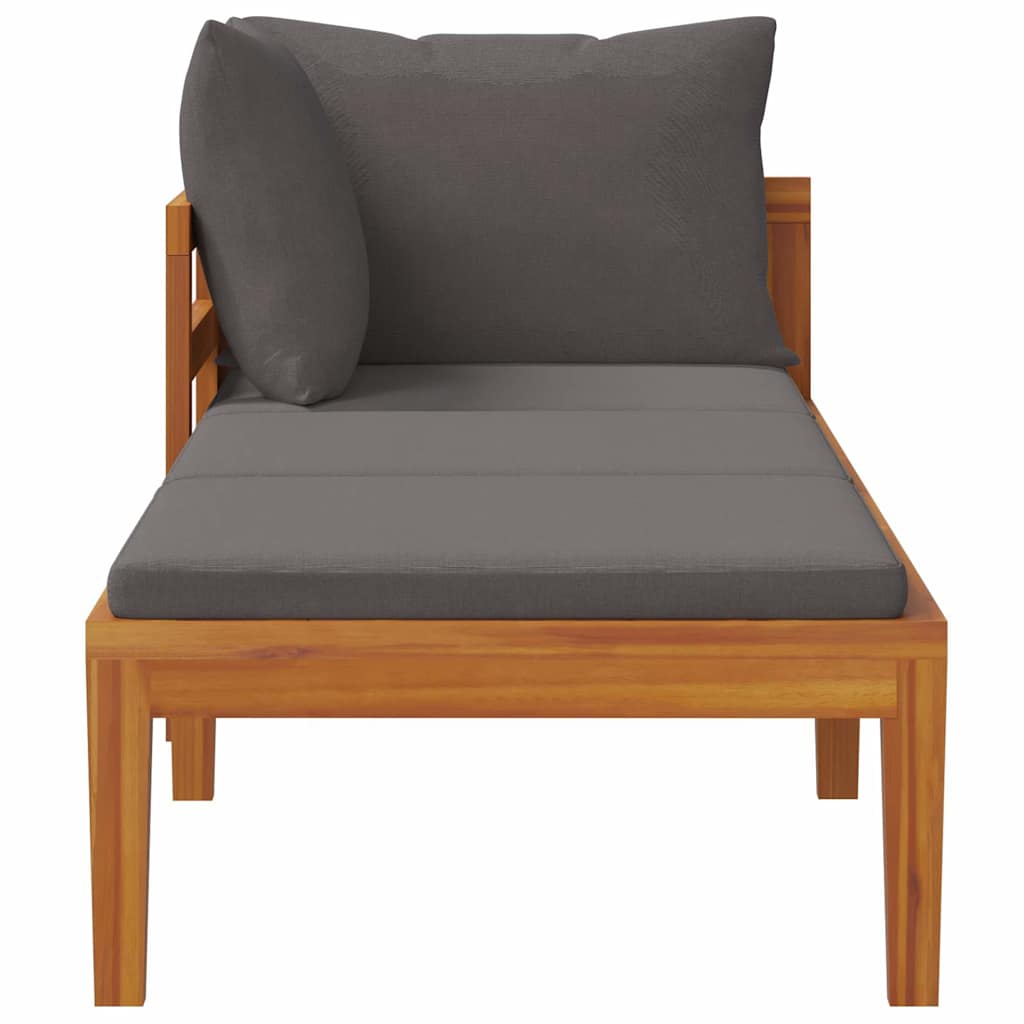 Sun Lounger with 1 Armrest Dark Grey Solid Acacia Wood
