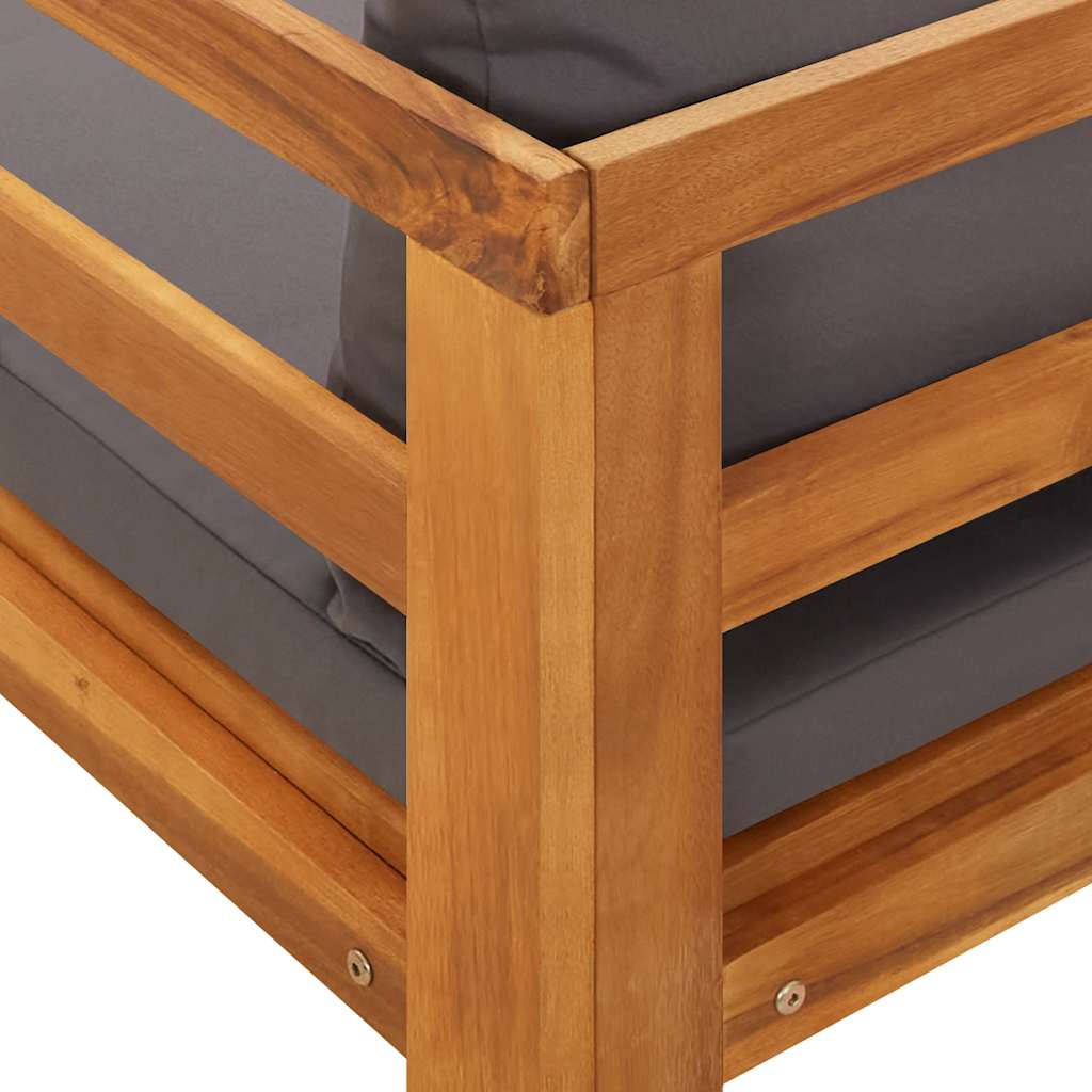Sun Lounger with 1 Armrest Dark Grey Solid Acacia Wood