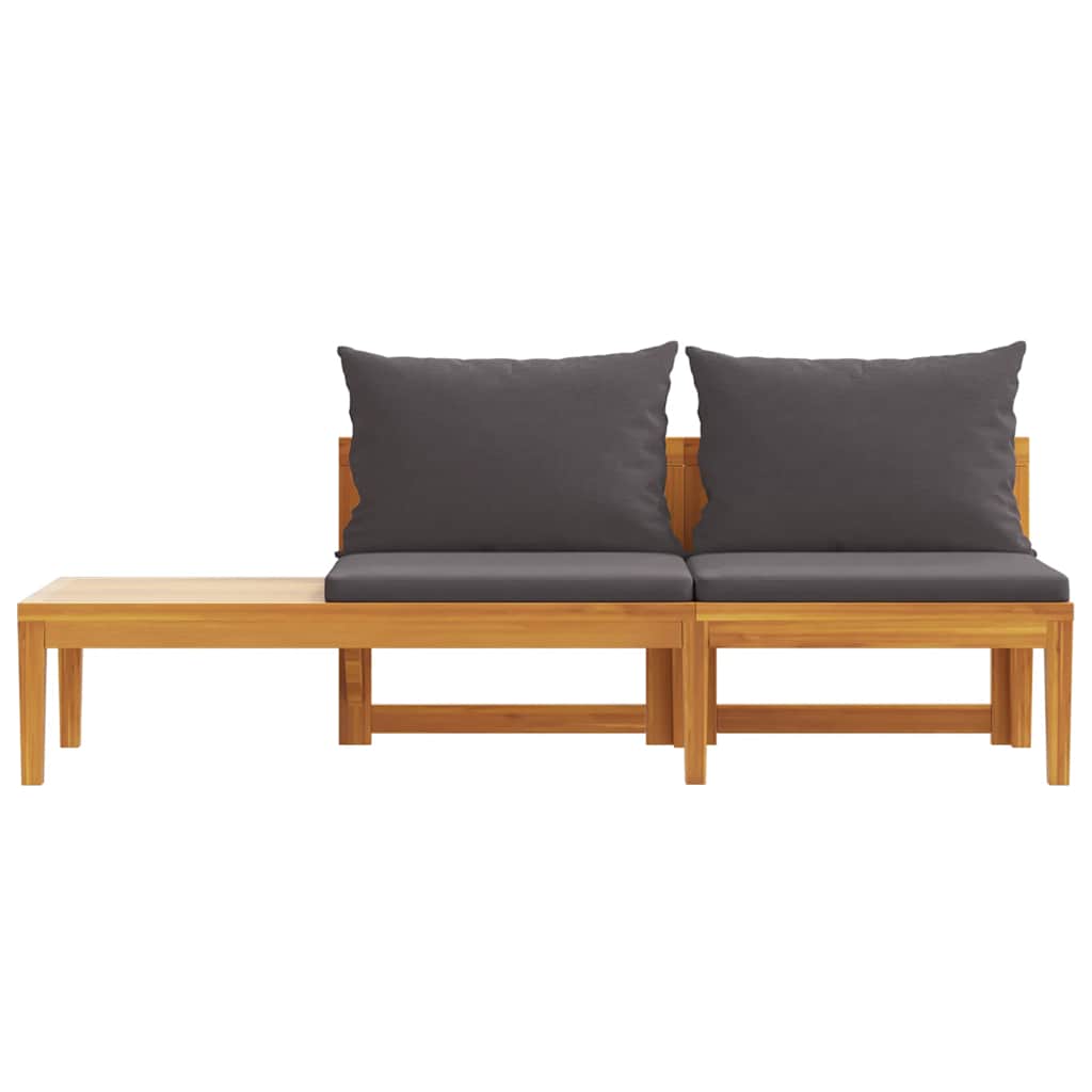 Garden Bench with Table Dark Grey Cushions Solid Acacia Wood