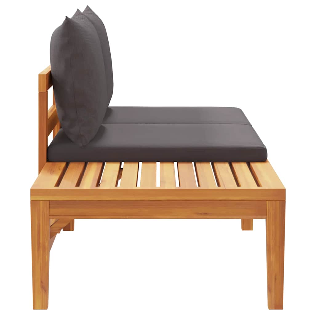 Garden Bench with Table Dark Grey Cushions Solid Acacia Wood