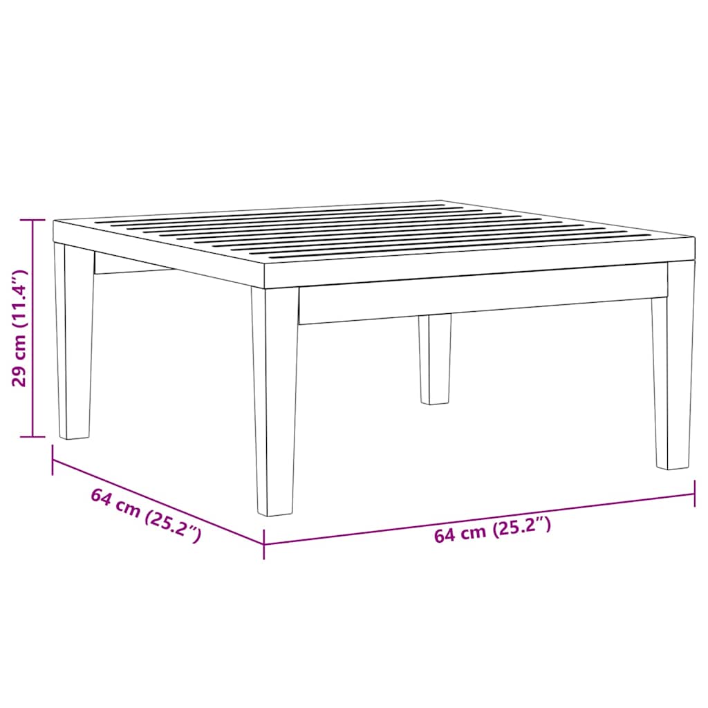 Garden Table 64x64x29 cm Solid Acacia Wood