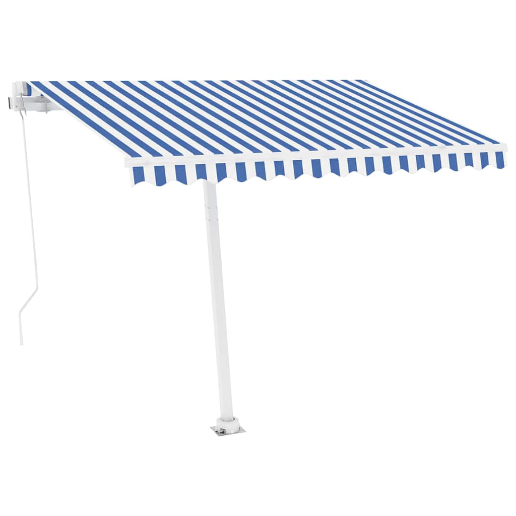 Manual Awning 3 x 2.5 m Blue and White Stripe 100% Polyester
