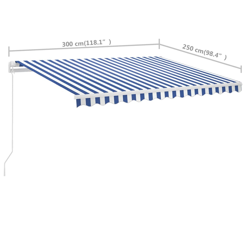 Freestanding Manual Retractable Awning 300x250 cm Blue/White