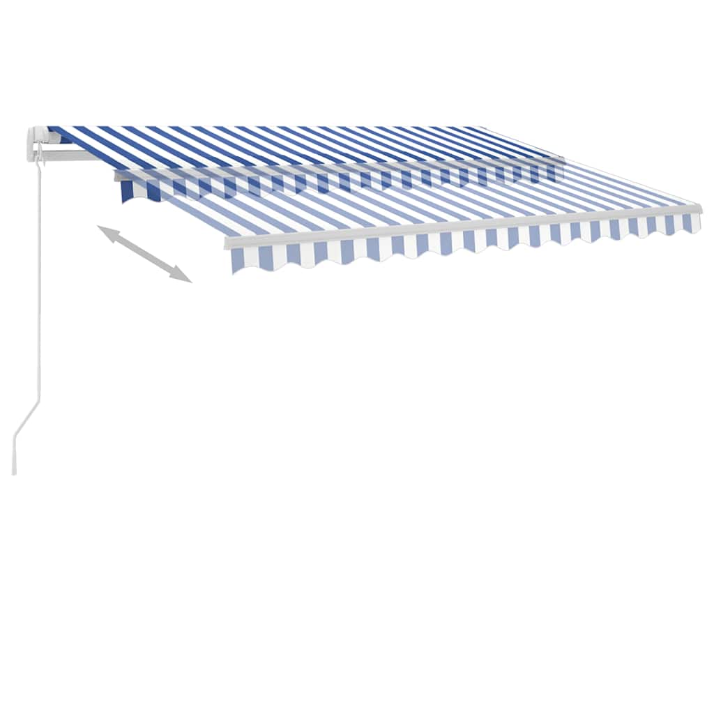 Manual Awning 3 x 2.5 m Blue and White Stripe 100% Polyester