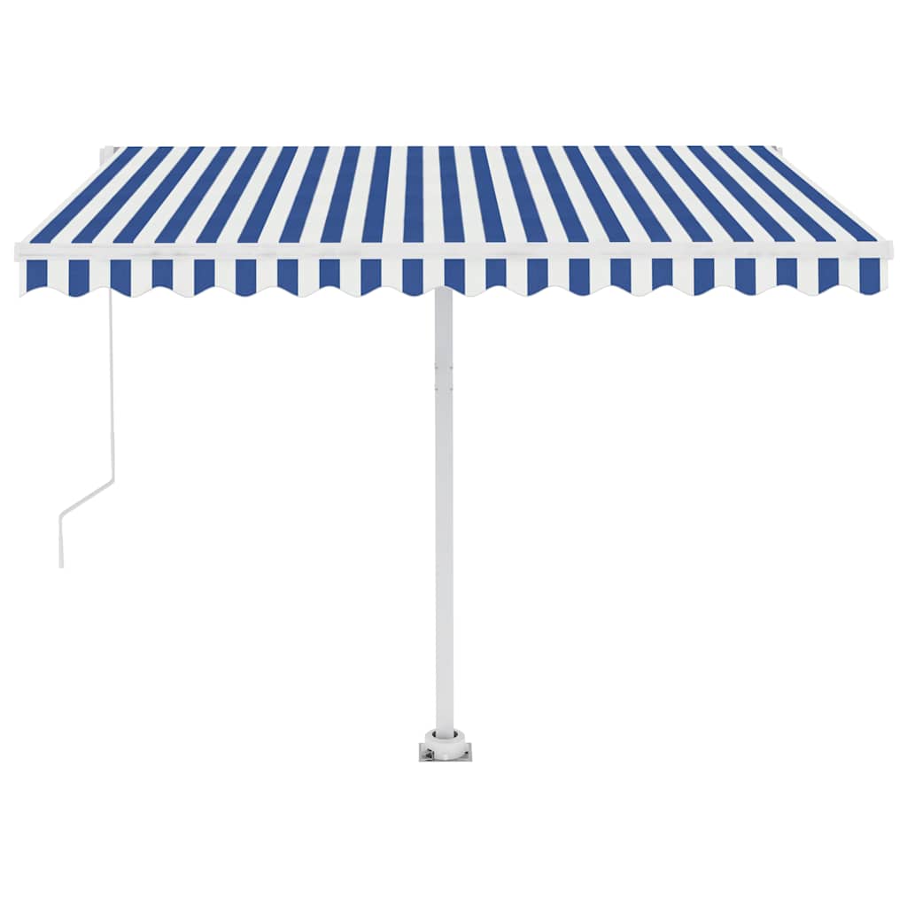 Manual Awning 3 x 2.5 m Blue and White Stripe 100% Polyester