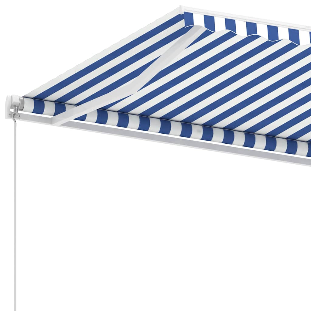 Manual Awning 3 x 2.5 m Blue and White Stripe 100% Polyester