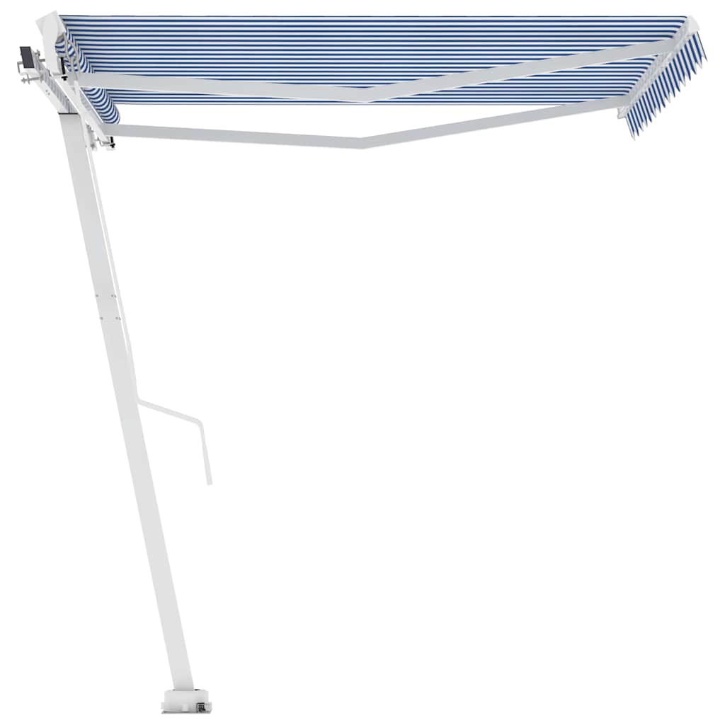Manual Awning 3 x 2.5 m Blue and White Stripe 100% Polyester