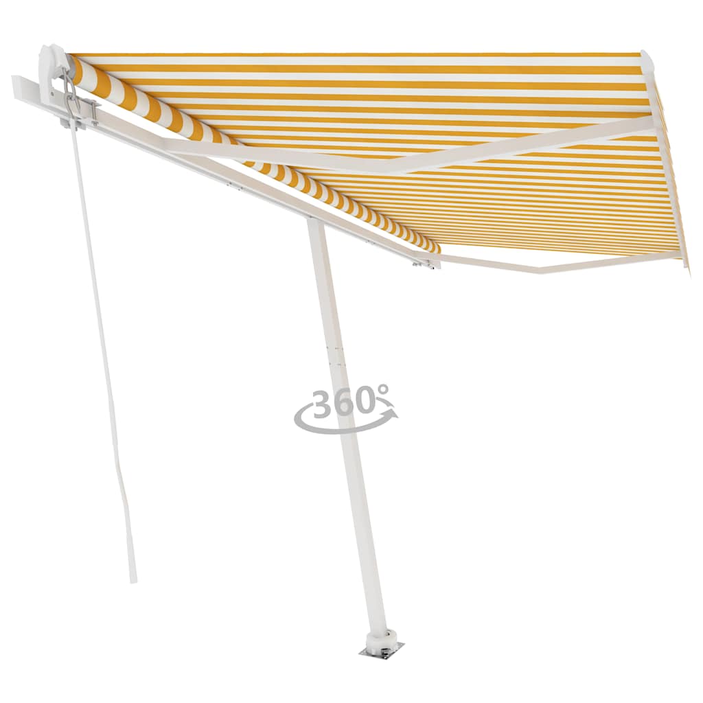 Freestanding Manual Retractable Awning 400x300 cm Yellow/White (313191+46837+315091)