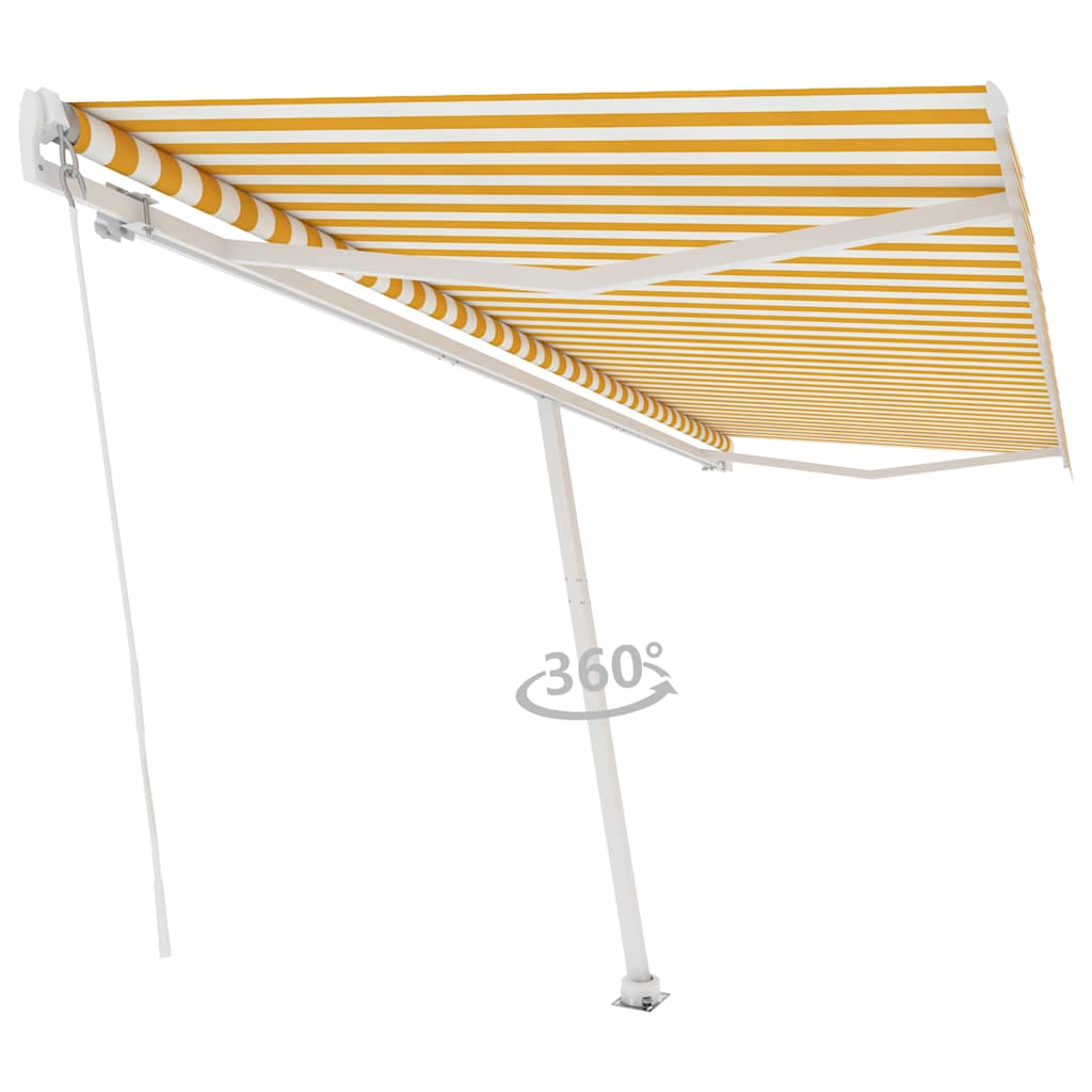 Freestanding Manual Retractable Awning 500x300 cm Yellow/White (313193+313176+315091)